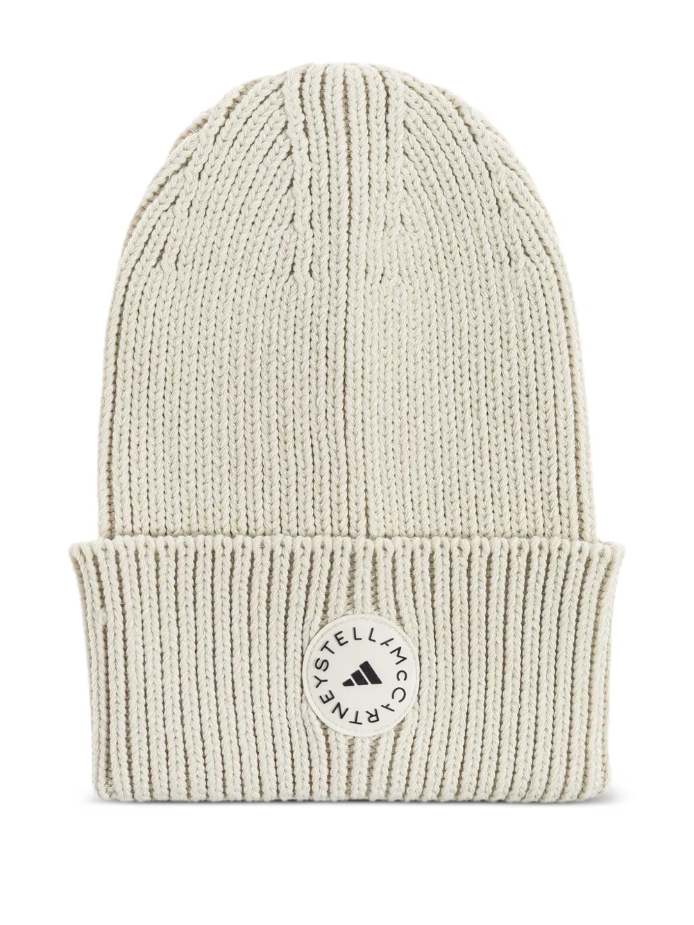 Adidas by Stella McCartney logo-patch ribbed beanie Beige