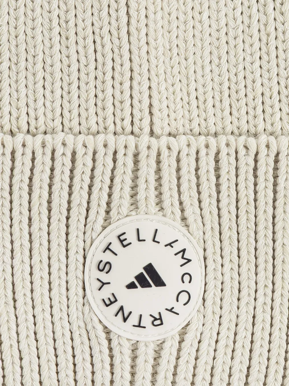 adidas by Stella McCartney logo-patch ribbed beanie Beige