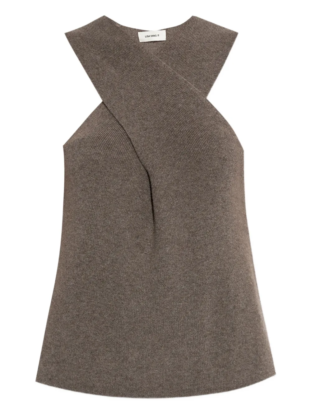 Lisa Yang cross-neck ribbed top Bruin