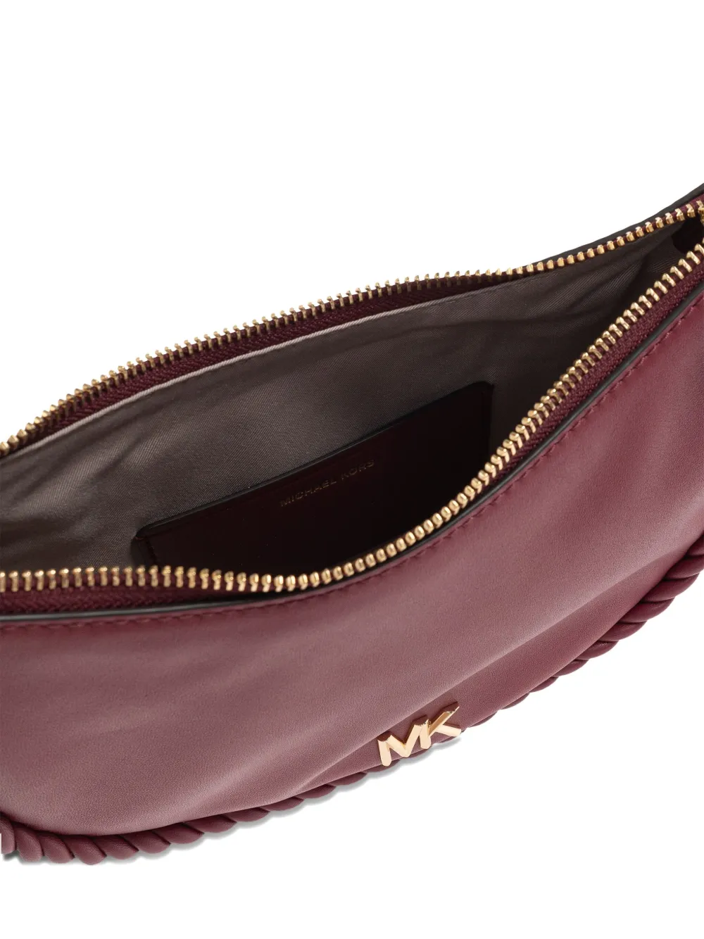 Michael Kors Kyla braided-trim half-moon shoulder bag Rood