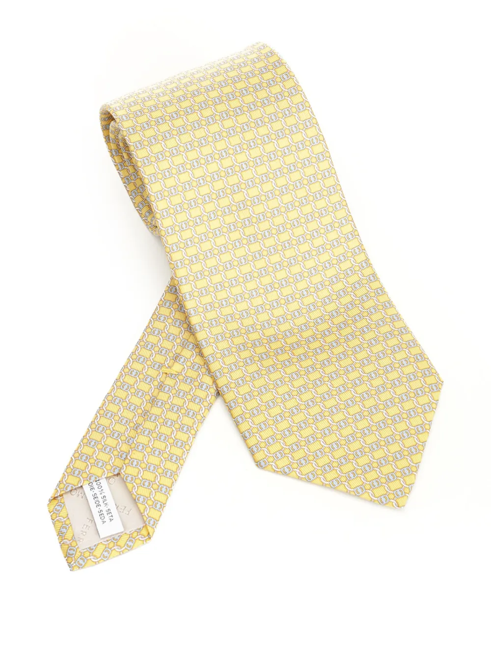 Ferragamo chain-link pattern silk tie Geel