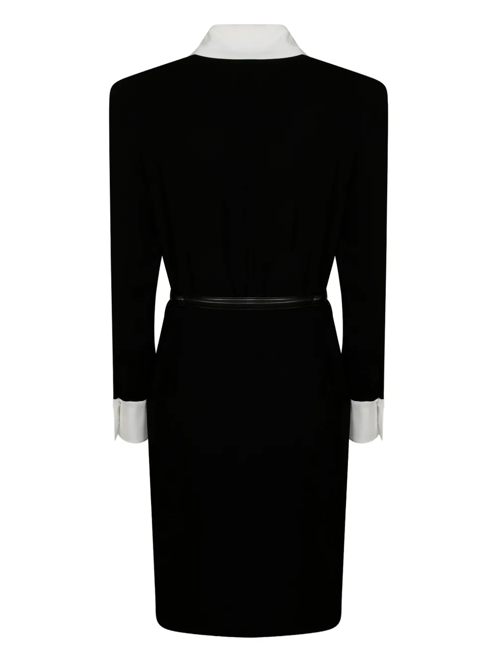 Max Mara Midi-jurk met contrasterende kraag en ceintuur Zwart