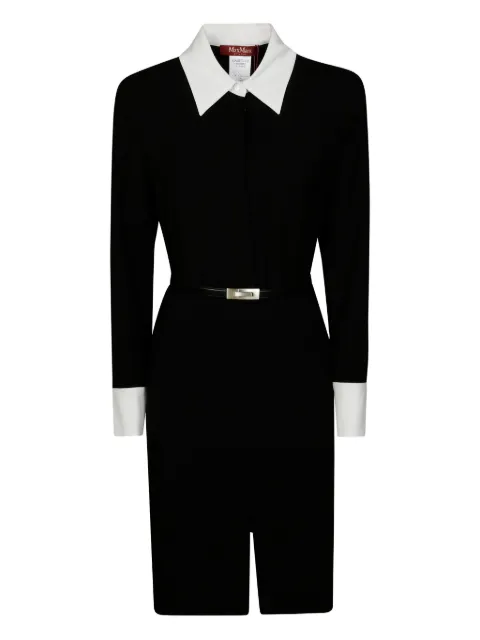 Max Mara contrast-collar belted midi dress