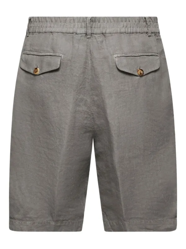 Brunello Cucinelli Pleated Linen Shorts | Grey | FARFETCH