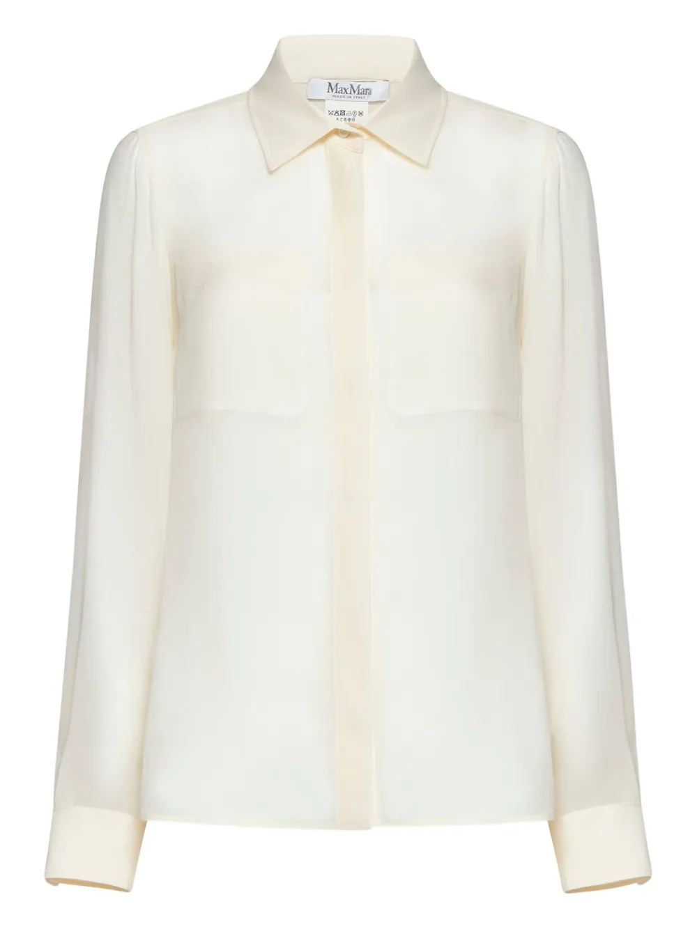 Max Mara embroidered-pocket silk shirt Beige