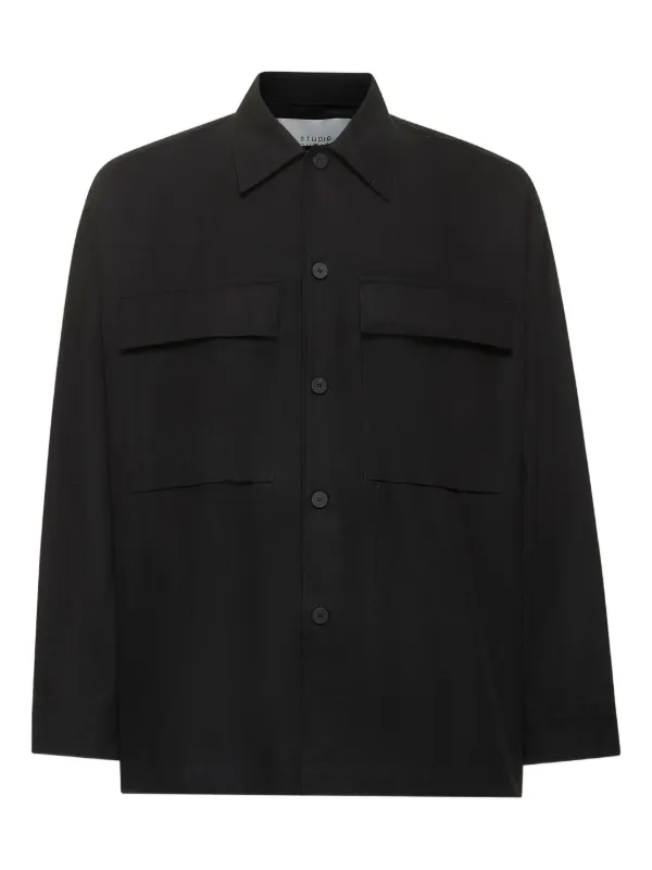 Studio Nicholson Cotton-blend Shirt in Black