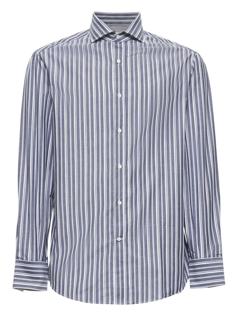 Brunello Cucinelli Gestreept overhemd met knoopmanchetten Blauw