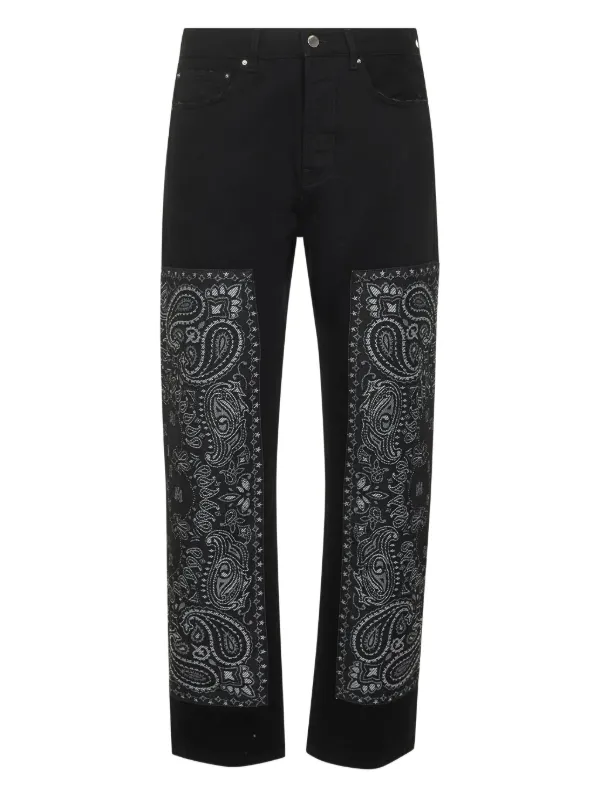 AMIRI bandana-panel Jeans Black FARFETCH BH