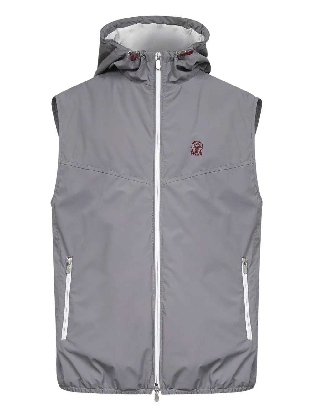 Brunello Cucinelli hooded zip-front gilet Grijs
