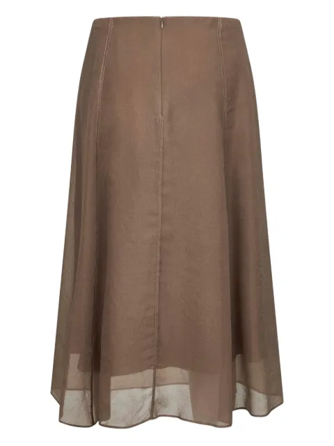 Brunello Cucinelli stitching-detail A-line midi skirt