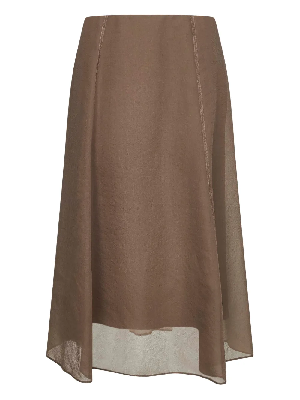 Brunello Cucinelli A-lijn midi-rok met stikseldetail Bruin