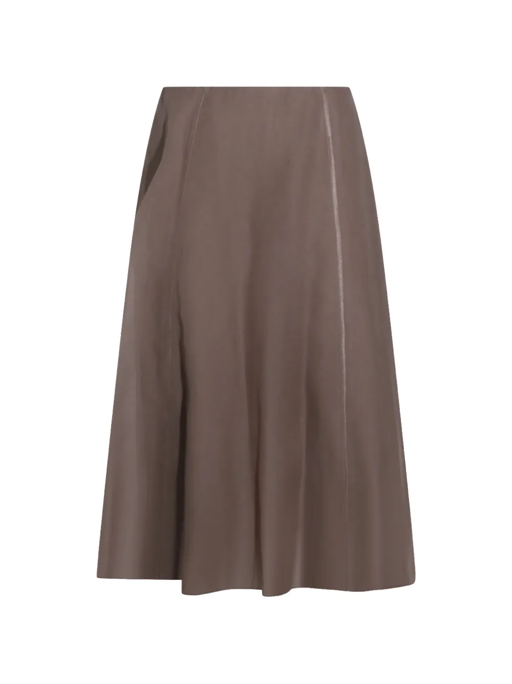 Brunello Cucinelli stitching-detail A-line midi skirt - Braun
