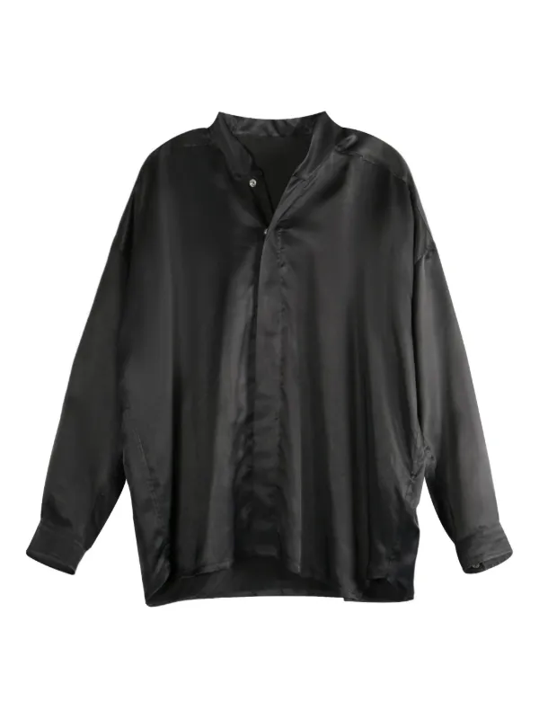 Rick Owens Jumbo Faun Satin long-sleeve Shirt | Black | FARFETCH