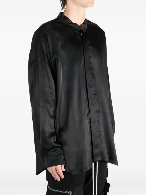 Rick Owens Jumbo Faun Satin long-sleeve Shirt | Black | FARFETCH