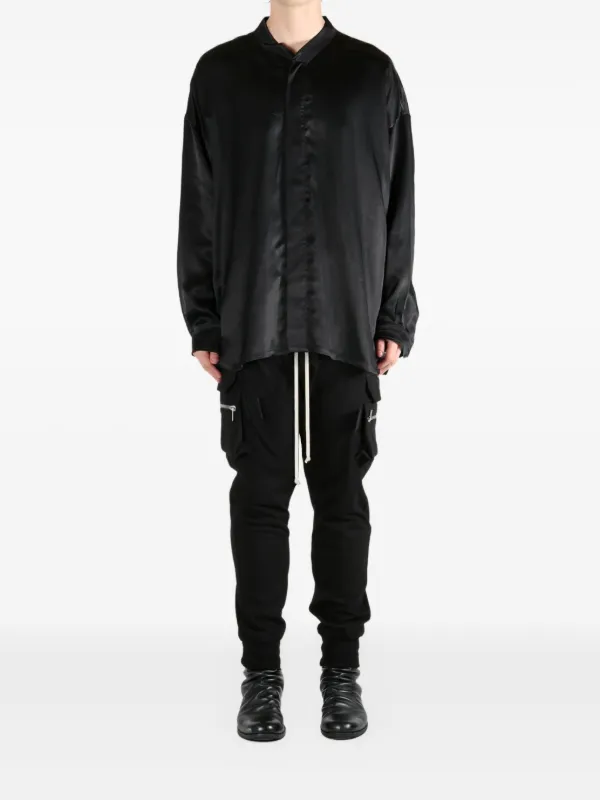 Rick Owens Jumbo Faun Satin long-sleeve Shirt | Black | FARFETCH