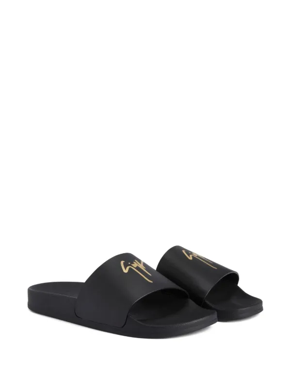 Giuseppe Zanotti Slide Brett De Couro Com Logo | Preto | FARFETCH BR