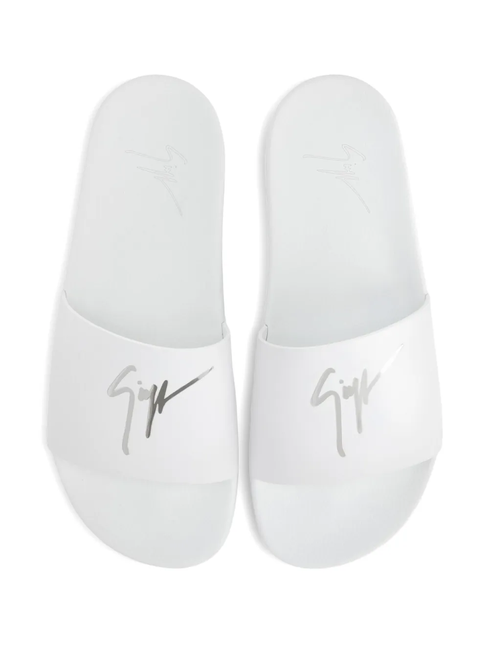 Giuseppe Zanotti Brett leather logo-print slides White