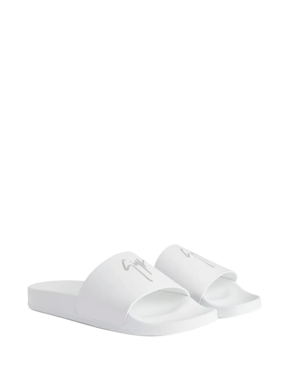 Giuseppe Zanotti Brett leather logo-print slides White