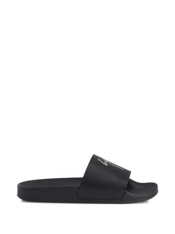 GIUSEPPE ZANOTTI 親指プレートサンダル 38 Giuseppe Zanotti Brett logo-embellished Slides | Black | FARFETCH