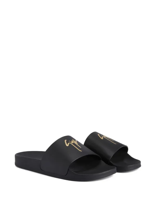 Giuseppe Zanotti Brett logo-embellished Leather Slides | Black