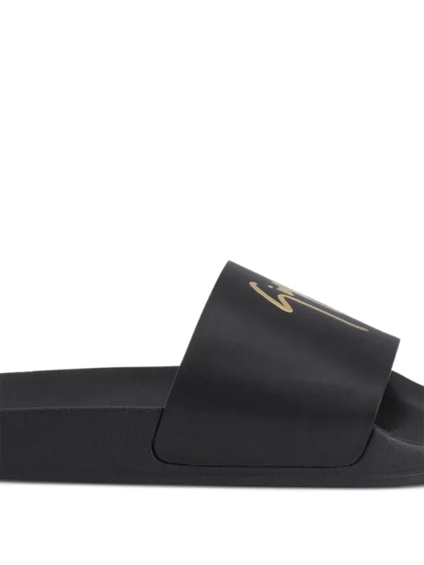 Giuseppe Zanotti Brett logo-embellished Leather Slides | Black