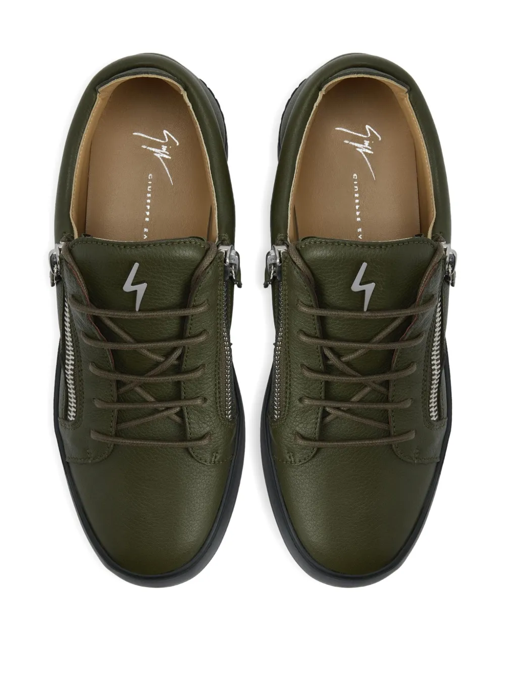 Giuseppe Zanotti Frankie zip-detail leather sneakers Green