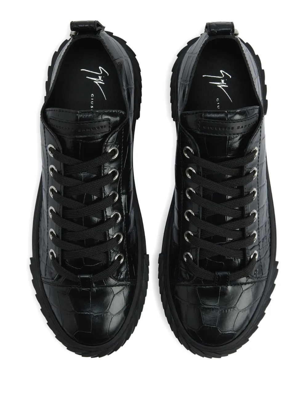 Giuseppe Zanotti Blabber sneakers met krokodillen-reliëf Zwart