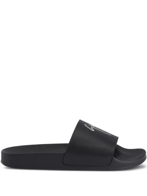 Giuseppe Zanotti Sandália Brett de couro com aplicações