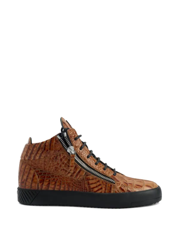 Giuseppe Zanotti Kriss crocodile-effect zip-up Trainers | Brown | FARFETCH  HK