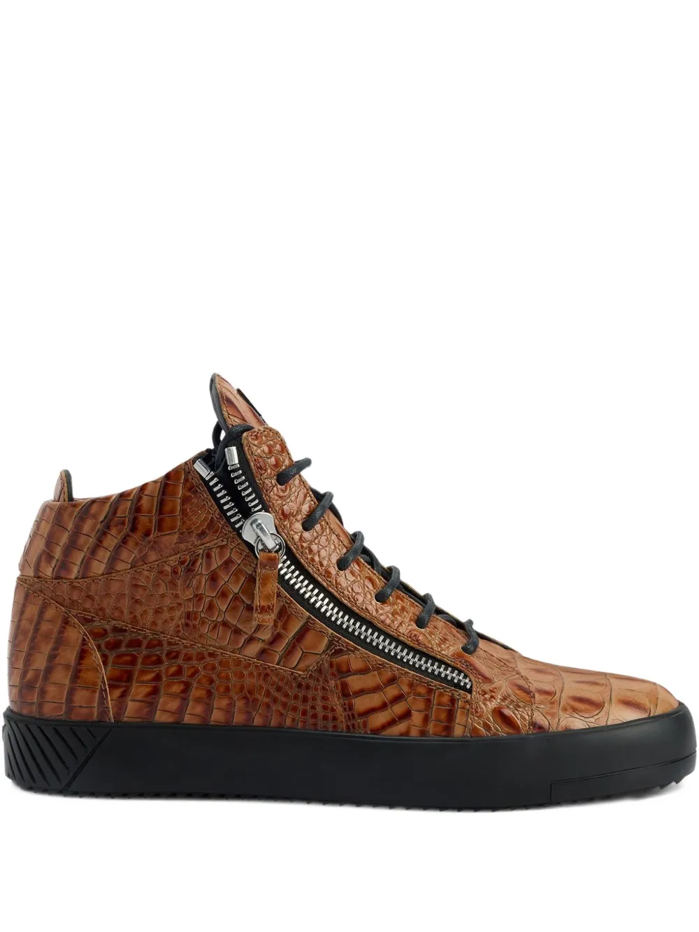 Giuseppe Zanotti Kriss crocodile-effect zip-up trainers Brown
