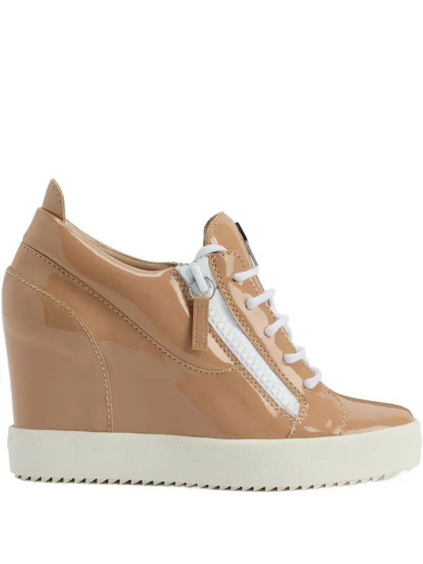 Giuseppe Zanotti Addy Wedge patent-leather Wedge Trainers Neutrals  FARFETCH IN