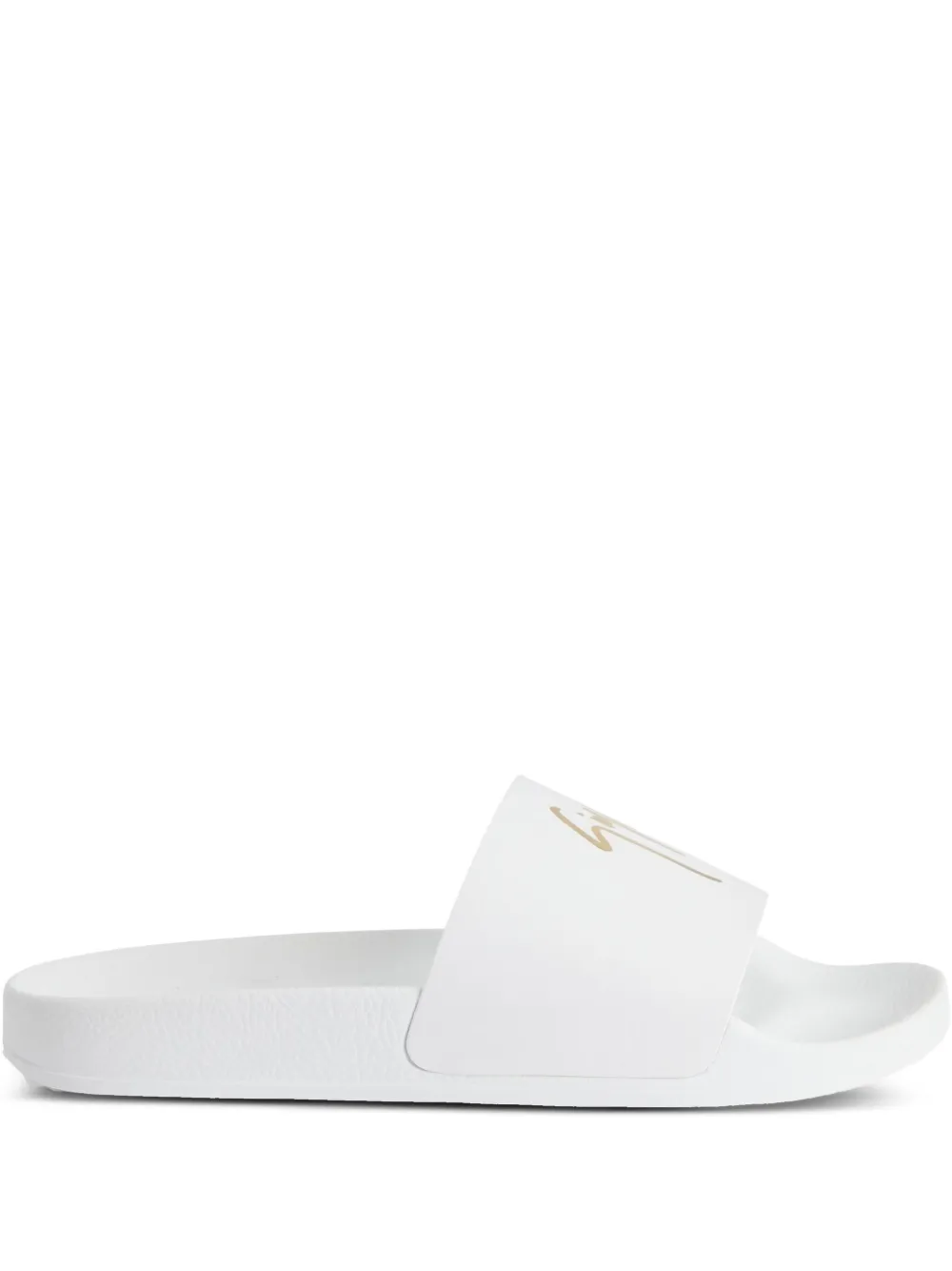 Giuseppe Zanotti Brett leather logo slides White