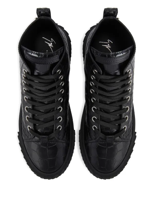 Giuseppe Zanotti Blabber crocodile-effect lace-up Sneakers | Black