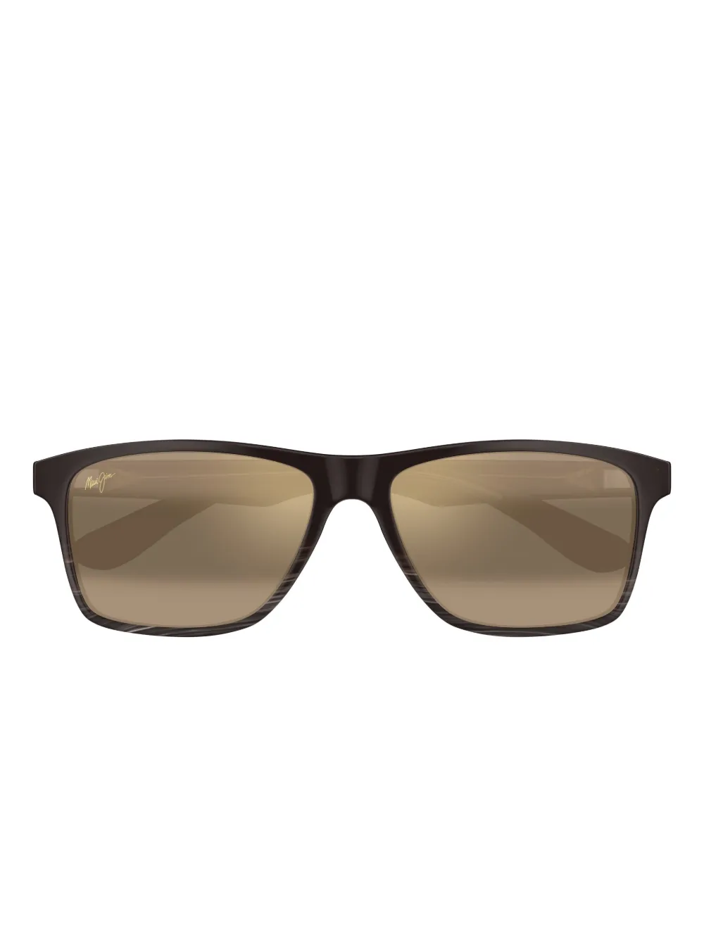 Maui Jim Onshore Wood-effect Square Sunglasses In Brown