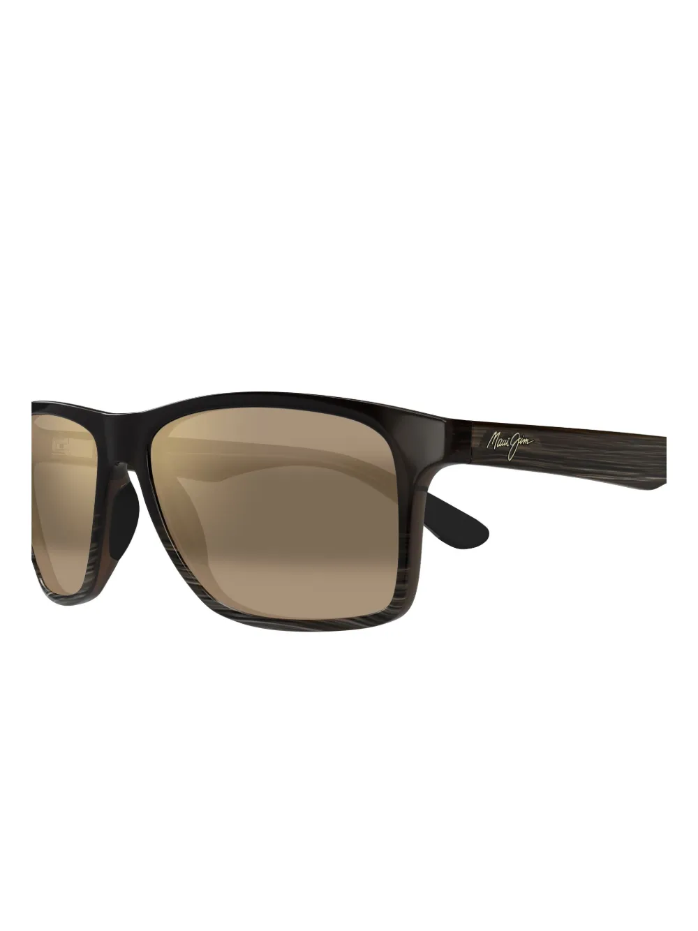Maui Jim Onshore zonnebril met vierkant montuur en houten effect Bruin