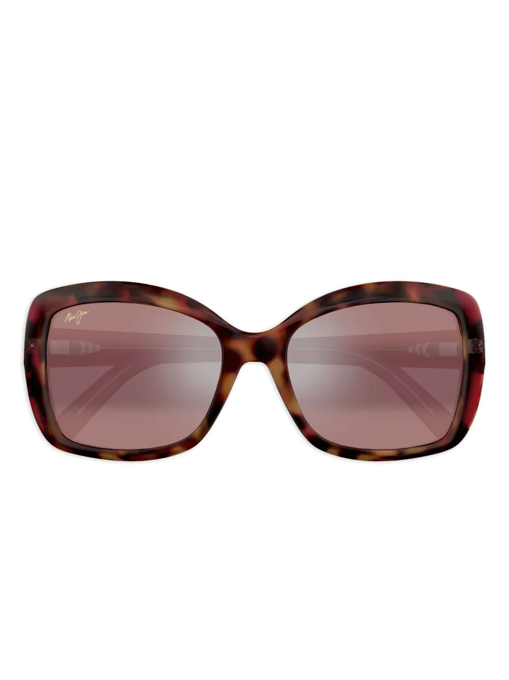 Maui Jim Orchid zonnebril met schildpadschild-design en geometrisch montuur Rood