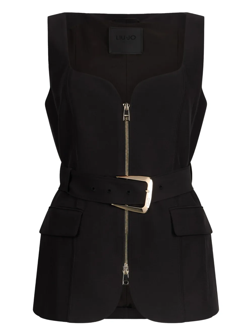 LIU JO sweetheart-neckline belted waistcoat - ブラック LIU JO sweetheart-neckline belted waistcoat - ブラック