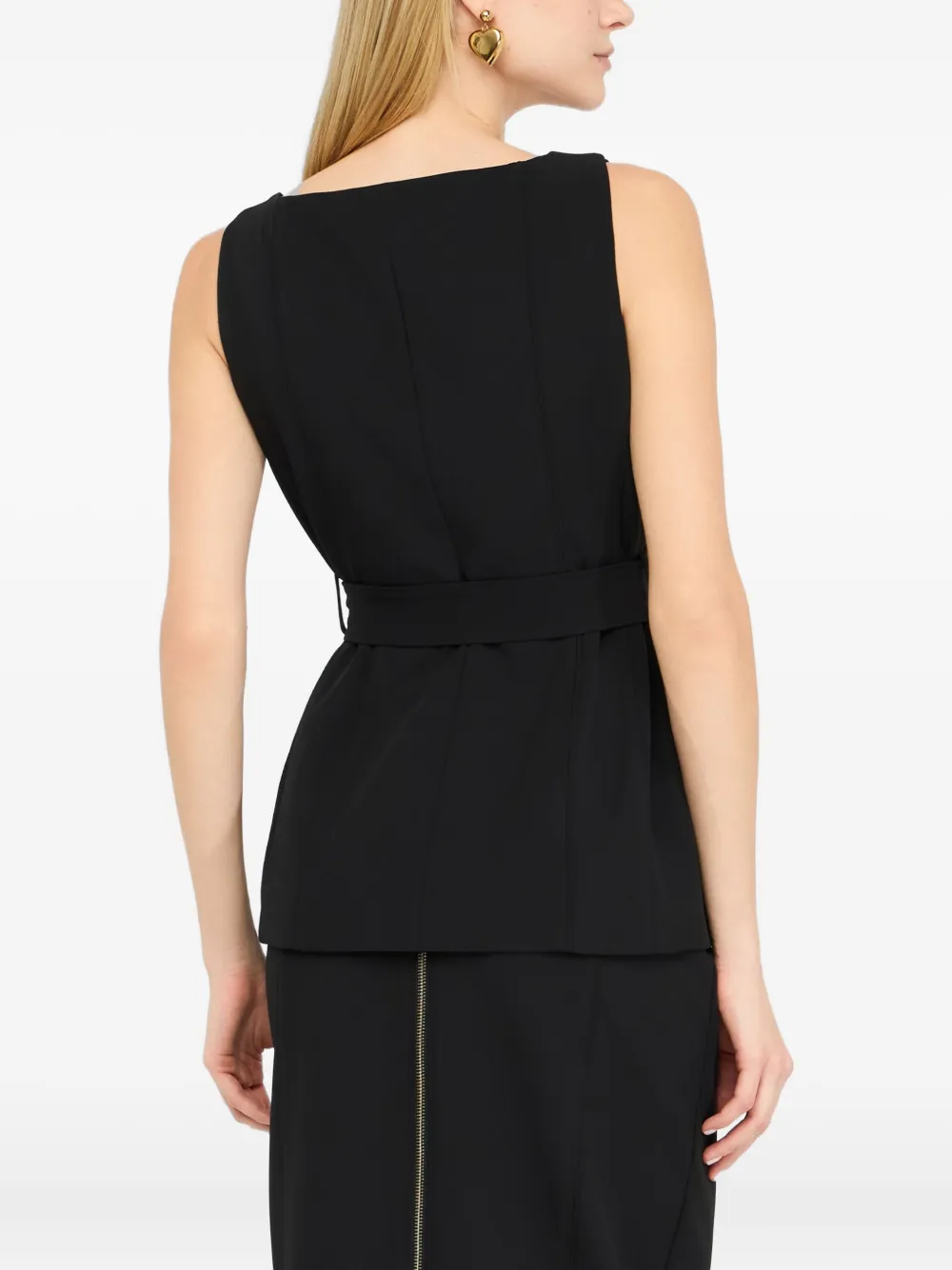 LIU JO Gilet met sweetheart hals en ceintuur Zwart