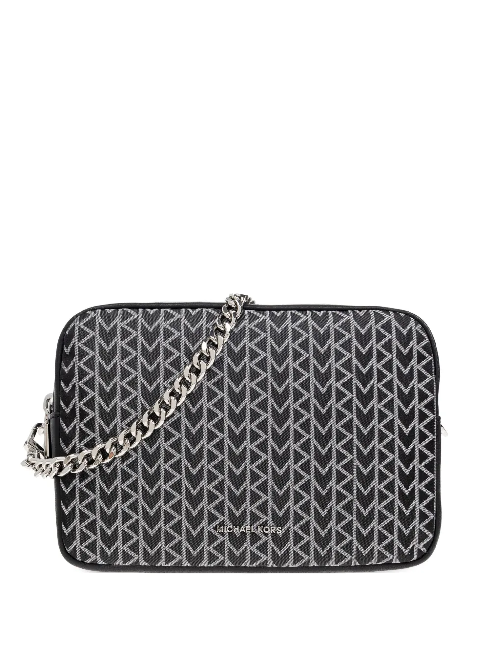 Michael Kors Crossbodytas met chevron patroon en ketting Zwart