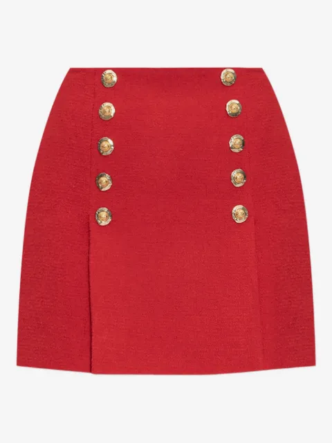 Balmain button-detail virgin wool mini skirt