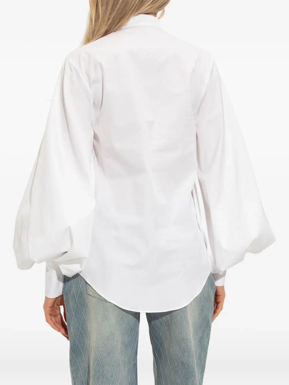 Balmain Blouse met bandkraag en ballonmouwen Wit