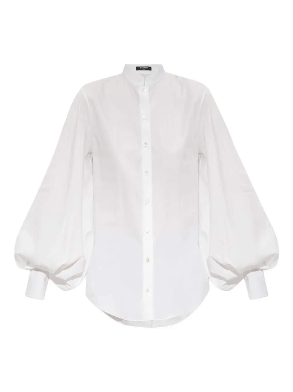 Balmain balloon-sleeve band-collar shirt Wit