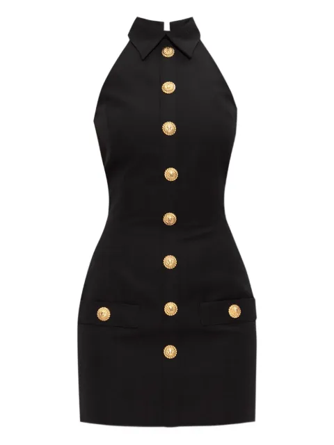 Balmain halterneck buttoned mini dress