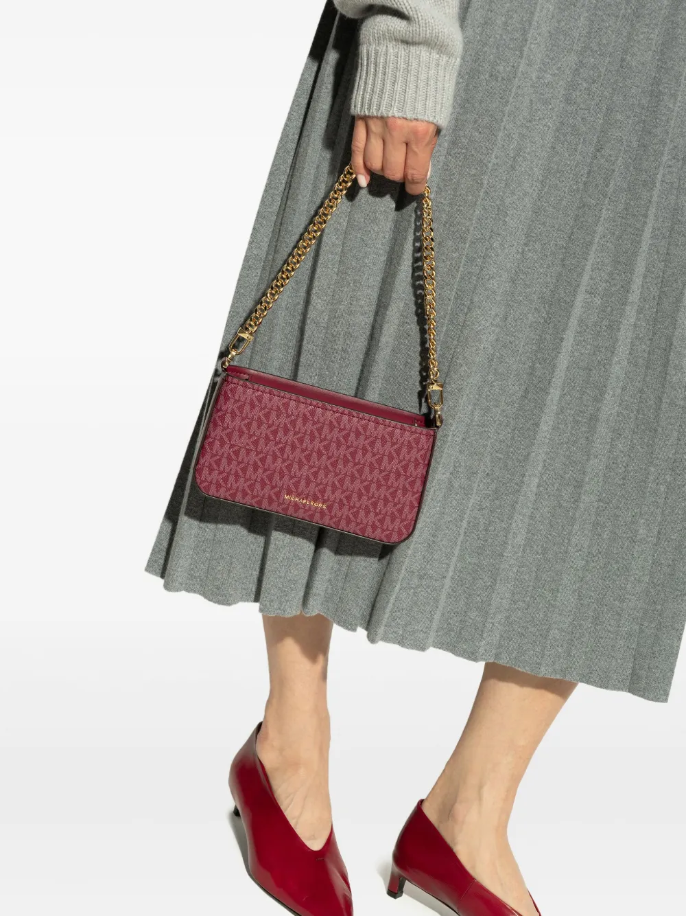 Michael Kors small Bryant monogram chain-strap shoulder bag Rood