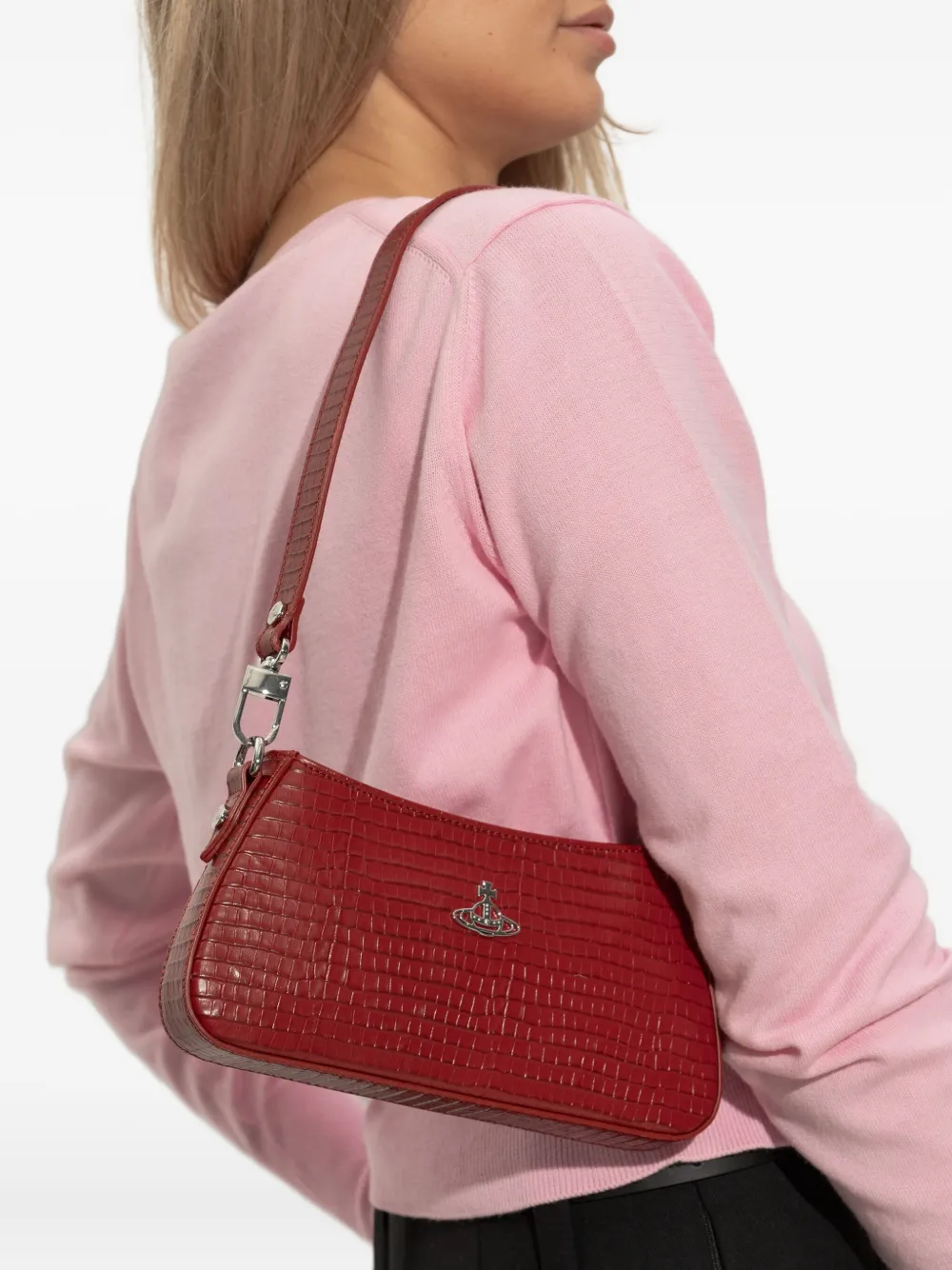 Vivienne Westwood Tasha crocodile-effect shoulder bag Rood