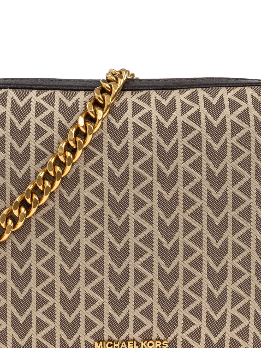 Michael Kors chevron-pattern chain-strap shoulder bag Beige