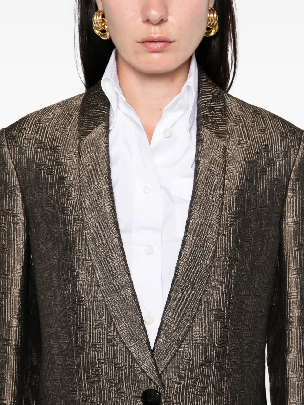 Giorgio Armani Blazer met enkele knoop Bruin