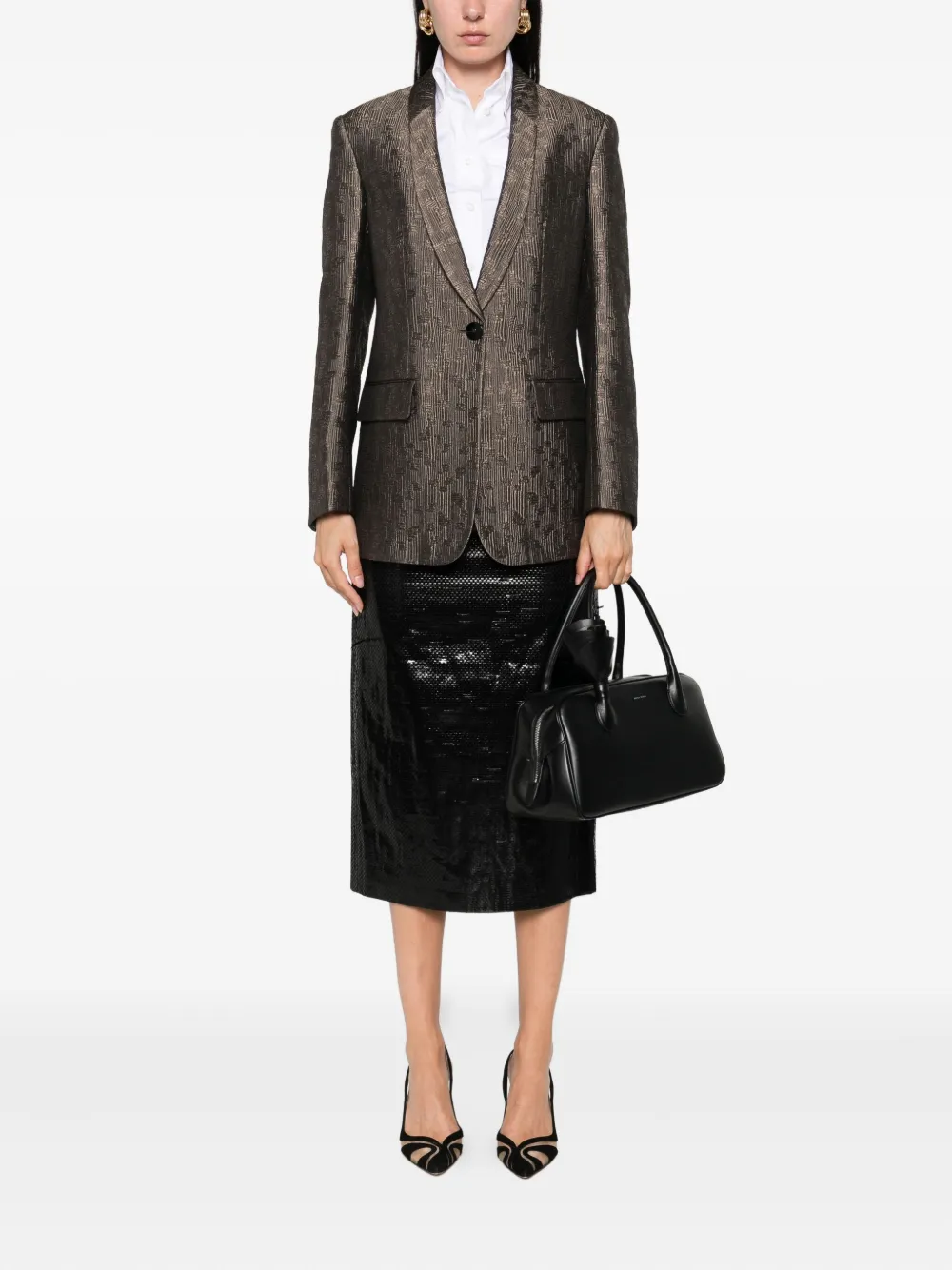 Giorgio Armani Blazer met enkele knoop Bruin