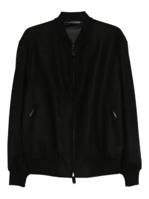 Giorgio Armani 黒レザーボンバージャケット Leather bomber jacket Giorgio Armani - SchaferandweinerShops