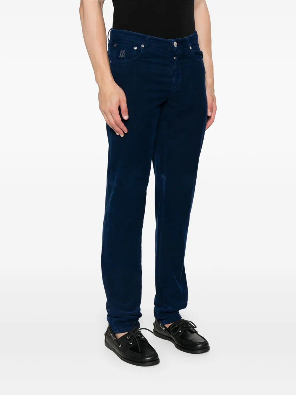 Brunello Cucinelli Ribfluwelen broek Blauw